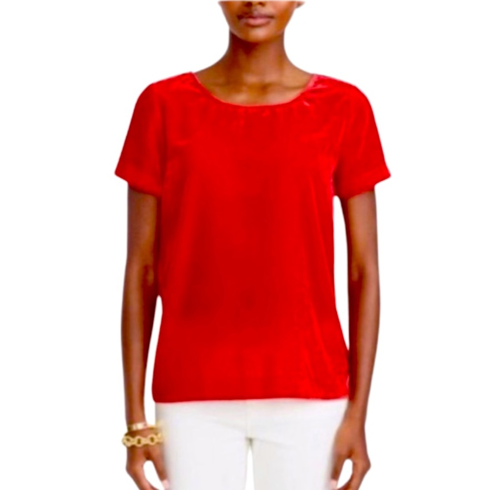 🛍 J. Crew Red Velvet Boxy Tee M